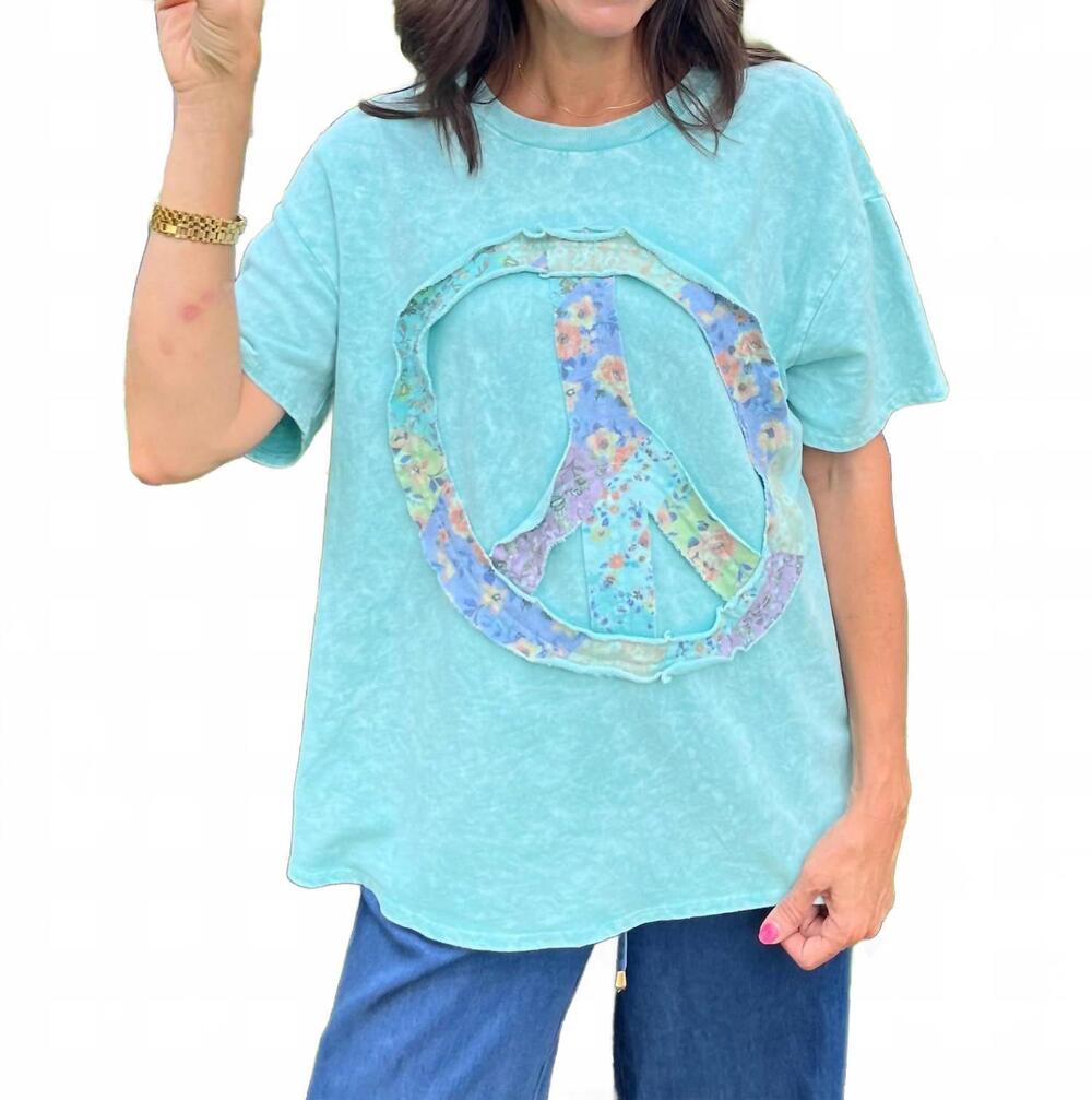 NEW J. HER peace out washed top in teal